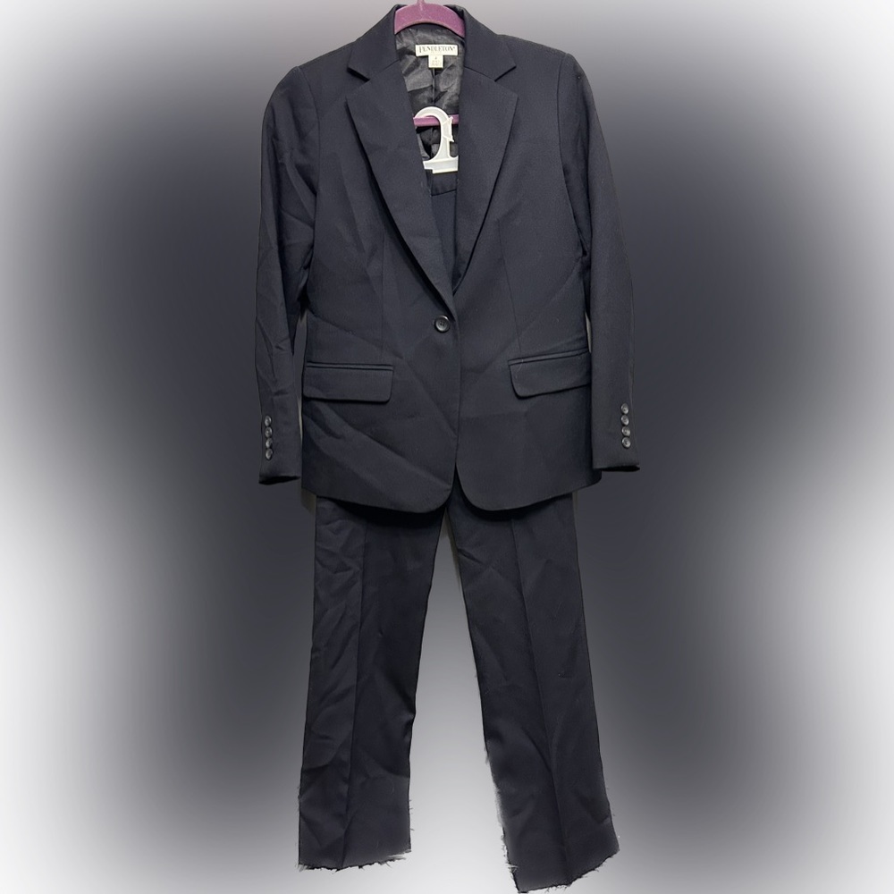 Pendleton 100% Virgin Wool Pant 2 Suit navy blue blazer 4 career 19”PTP 26x31